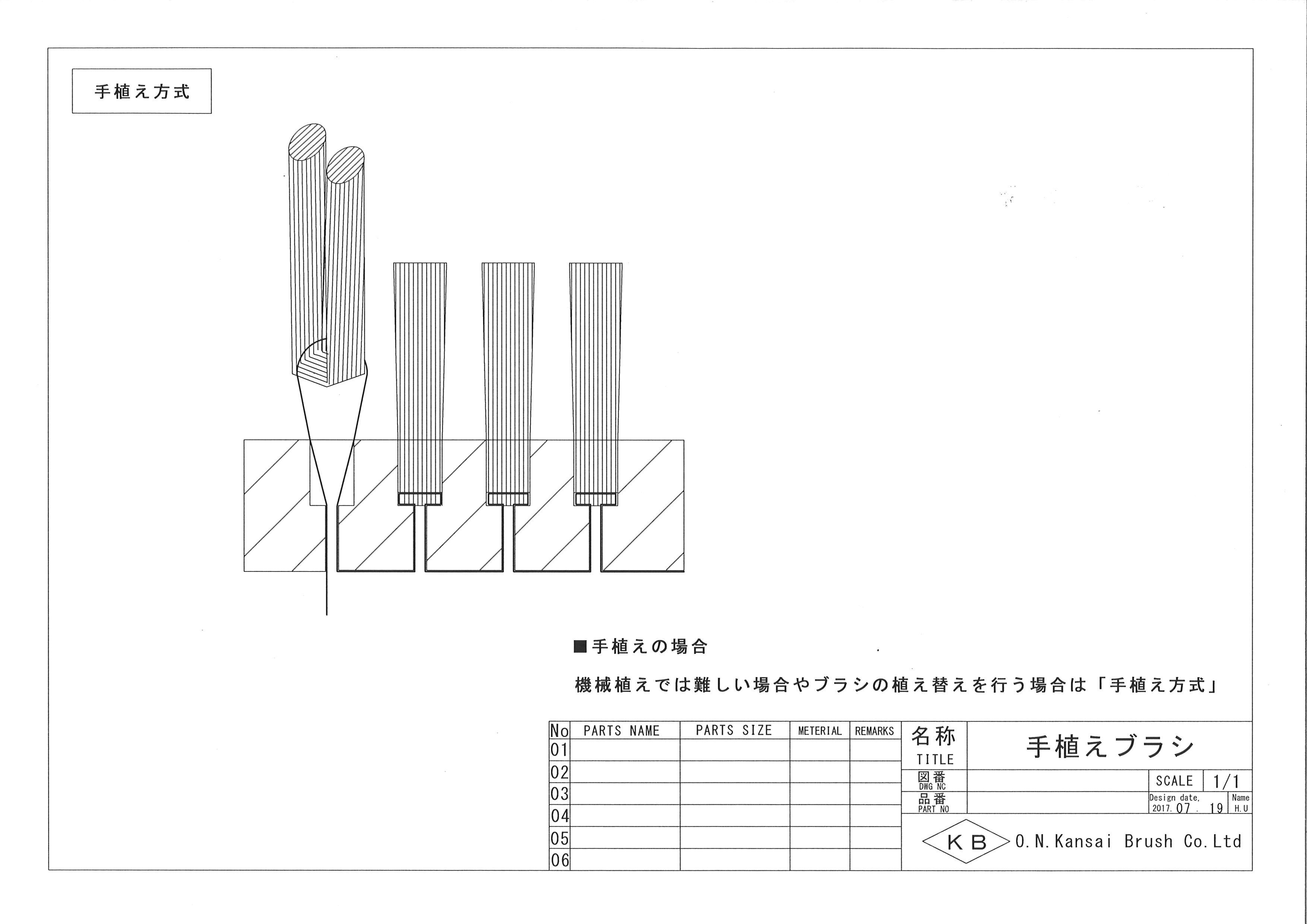 手植えブラシ図面 | 株式会社オーエヌ関西ブラシ